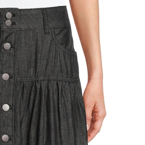 TIME and TRU Women's Tiered Denim Skirt - washed black - Picture 4 of 5